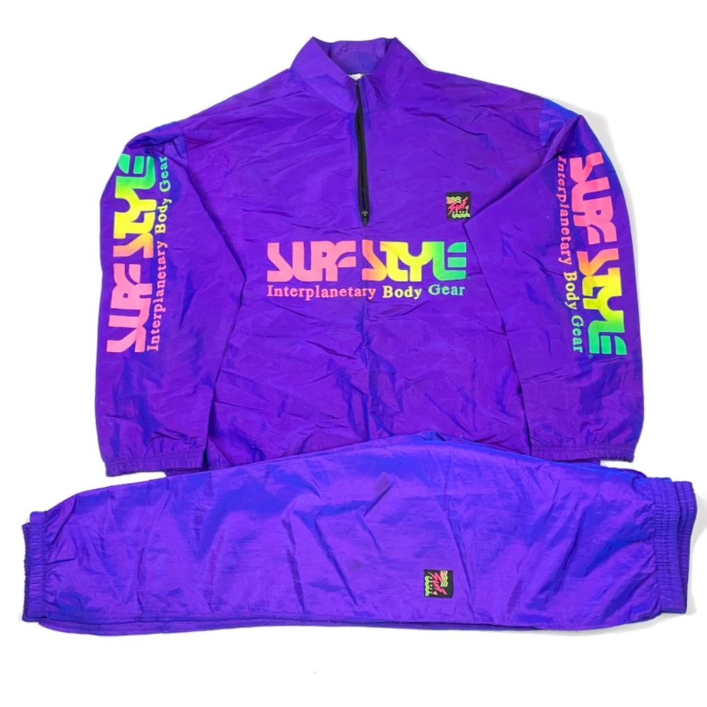 VTG Surf Style Windbreaker Jacket Pants Suit 90s